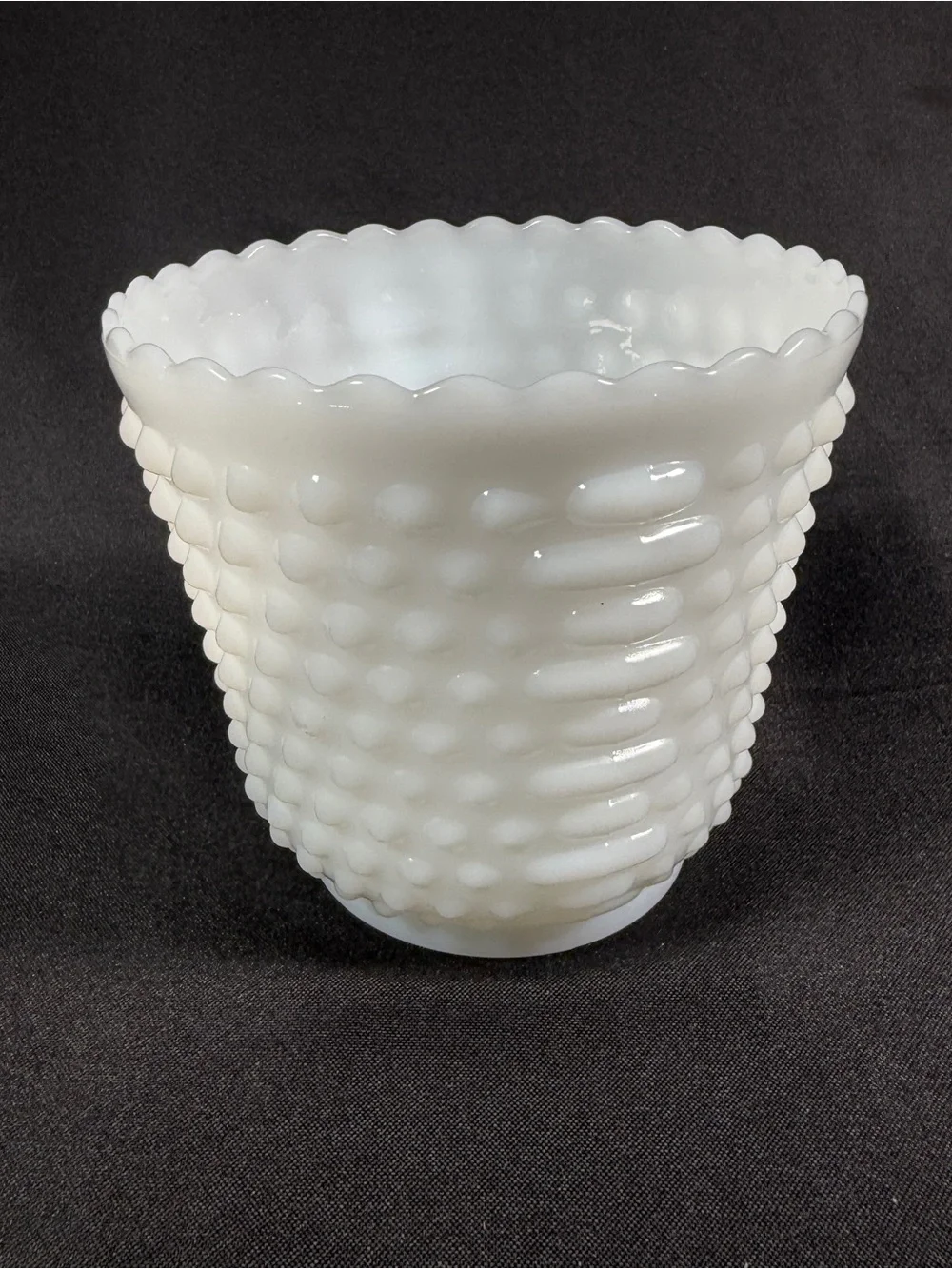 Vintage Fire King Milk Glass Hobnail planter-mid century white flower pot
